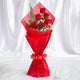 Crimson Love 6 Roses - Red Roses Bouquet Gift arranged with ferns and white fillers in elegant red paper, great for same day delivery.
